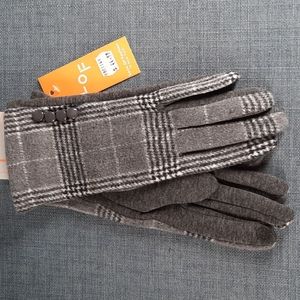 Women Fitted Glove Black Gray Plaid Warm Outerwear Smart Touch Finger